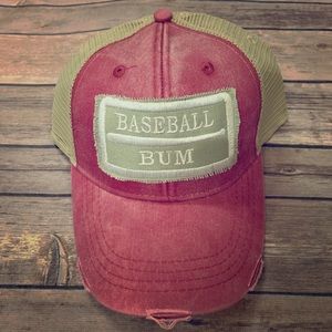 Distressed Baseball Bum Embroidered Patch Hat